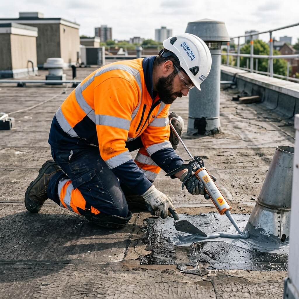 Waterproofing seal on iron roof seams